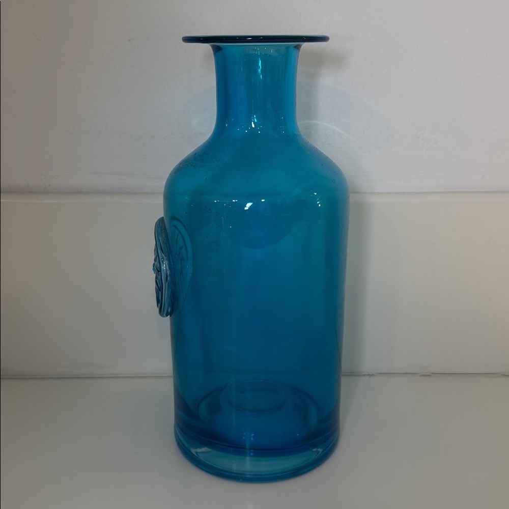 Dartington Daisy Flower Bottle Vase in Teal Kingfisher Blue - Picture 4 of 4